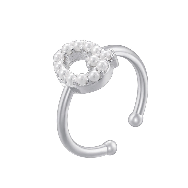 Copper 18K Gold Plated Plating Inlay Letter Artificial Pearls Open Rings