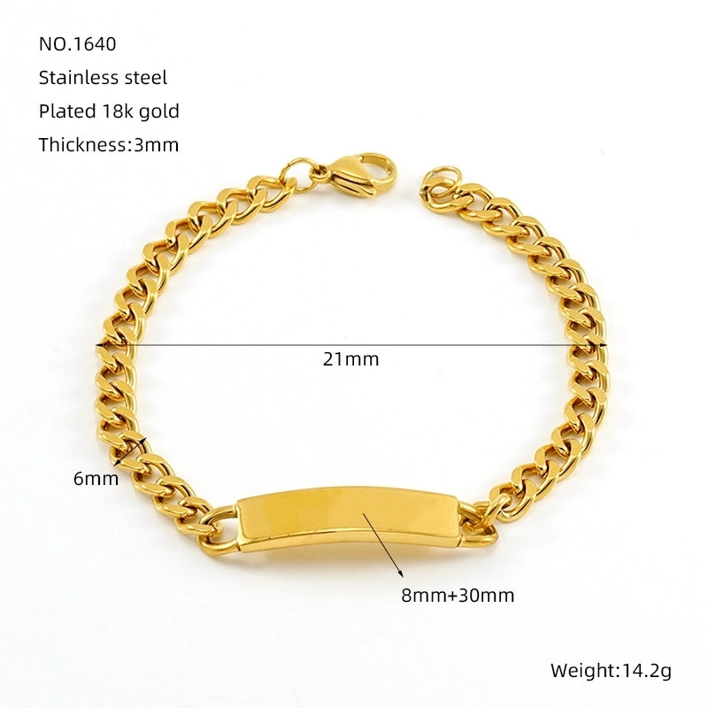 Luxurious Geometric Hand Infinity 304 Stainless Steel 18K Gold Plated Cuban Link Chain Bracelets In Bulk