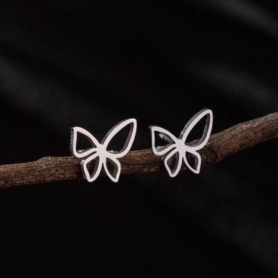 1 Pair Cute Minimalist Dog Cat Flower Polishing Hollow Out 304 Stainless Steel 18K Gold Plated Ear Studs
