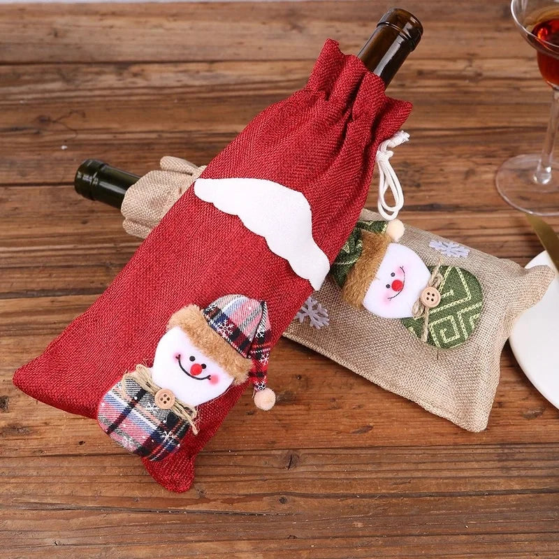 Christmas Decorations Christmas Bottle Set Wine Champagne Bottle Bag Dining Table Dress Up