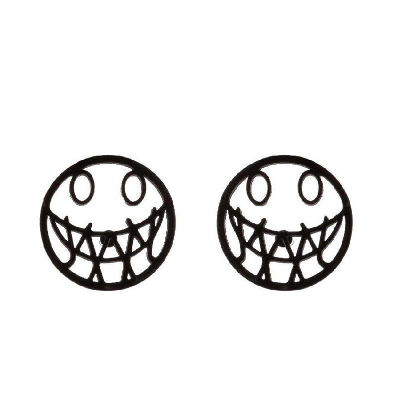 1 Pair Halloween Fashion Smile Face Star Skull Plating Hollow Out Stainless Steel Ear Studs