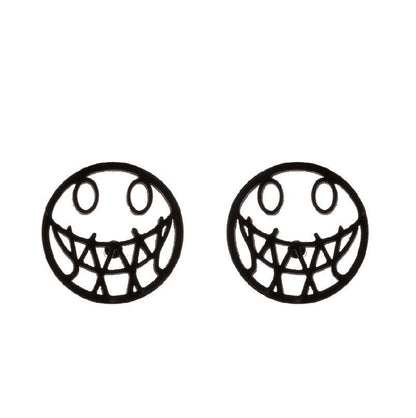 1 Pair Halloween Fashion Smile Face Star Skull Plating Hollow Out Stainless Steel Ear Studs