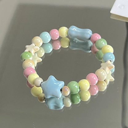Jingdezhen Ceramic Bracelet New Color-free Women's Summer Student's Antique Beaded Bracelet Small Fresh And Popular
