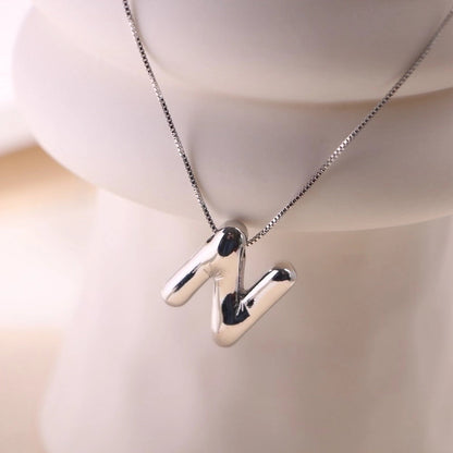 Minimalist Classic Style Letter Copper Silver Plated Pendant Necklace In Bulk