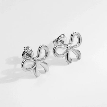 1 Pair Cute Minimalist Classic Style Bow Knot Plating 304 Stainless Steel 14K Gold Plated Stainless Steel Earrings
