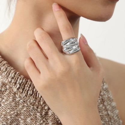 Casual Elegant Minimalist Water Droplets Titanium Steel 18K Gold Plated Plating Rings