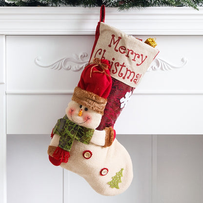 2 Pieces Merrychristmas Large Christmas Socks Santa Claus Snowman Three-dimensional Decoration Gift Bag Gift Bag