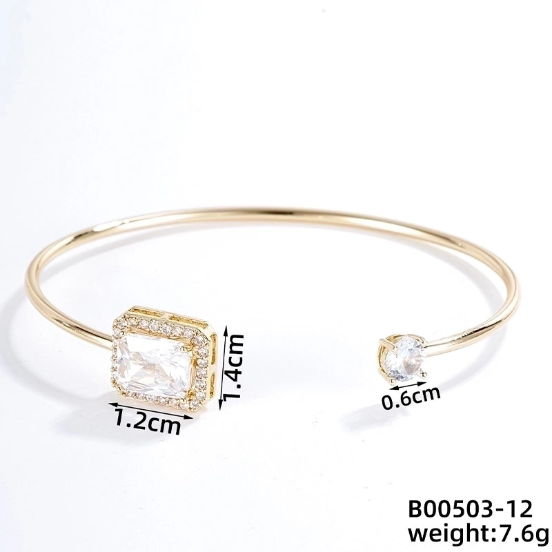 304 Stainless Steel Copper Casual Minimalist Classic Style Geometric Heart Shape Flower Zircon Bangle