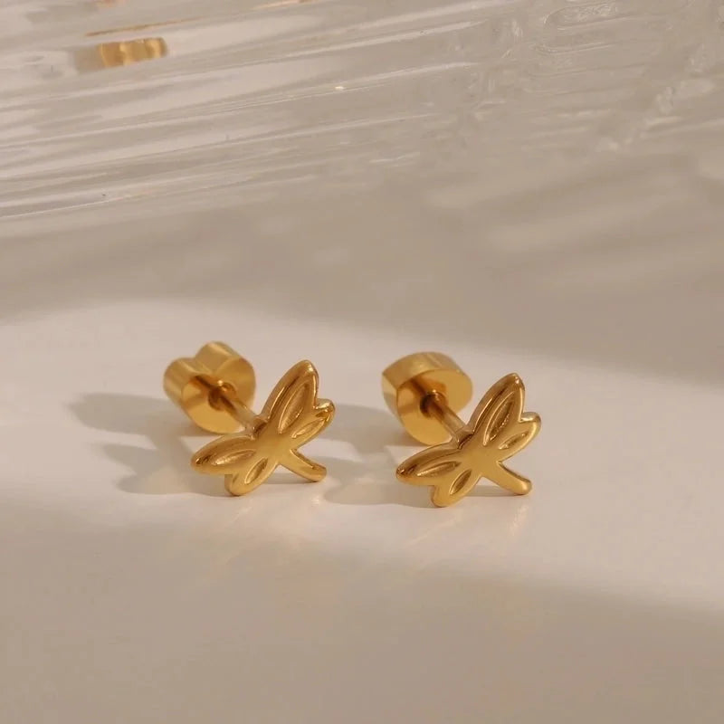 1 Pair IG Style Minimalist Commute Star Heart Shape Flower 304 Stainless Steel 14K Gold Plated Ear Studs