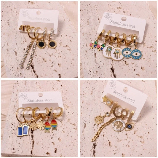 1 Set Vacation Minimalist Leaf Heart Shape Flower Plating Titanium Steel Drop Earrings