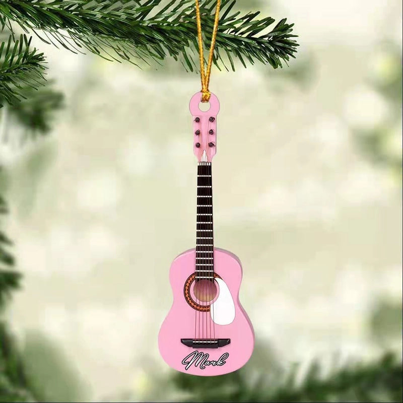 Cross-border Creative Personalized Pendant Christmas Decoration Guitar Lovers Acrylic Flat Car Rearview Mirror Pendant Ornaments