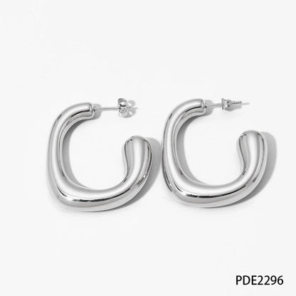 1 Pair Minimalist Solid Color Plating 304 Stainless Steel 16K Gold Plated White Gold Plated Gold Plated Ear Studs