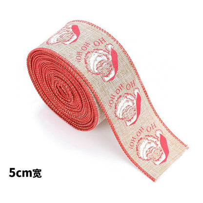 Christmas Ribbon Burlap Ribbon Christmas Atmosphere Ribbon Decoration Supplies Snowflake Bow Red Gold Edge Burlap Ribbon