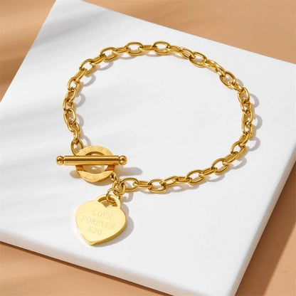 Minimalist Classic Style Heart Shape 304 Stainless Steel Stainless Steel Bracelets In Bulk