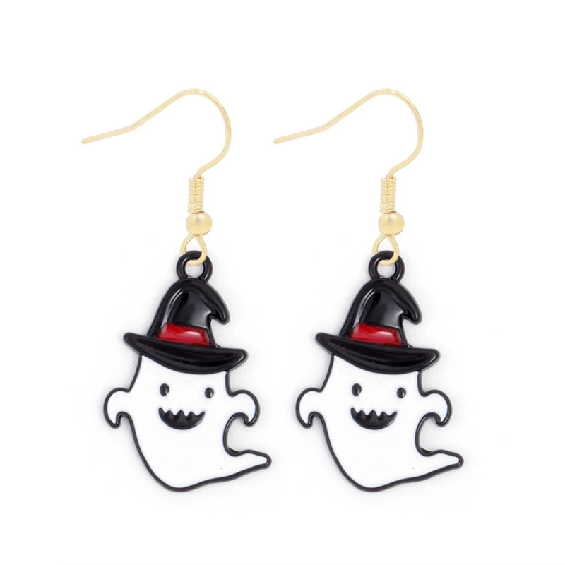1 Pair Funny Cool Style Pumpkin Spider Web Ghost Enamel Zinc Alloy Drop Earrings