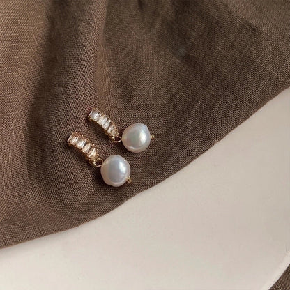 1 Pair Elegant Retro Geometric Freshwater Pearl Earrings