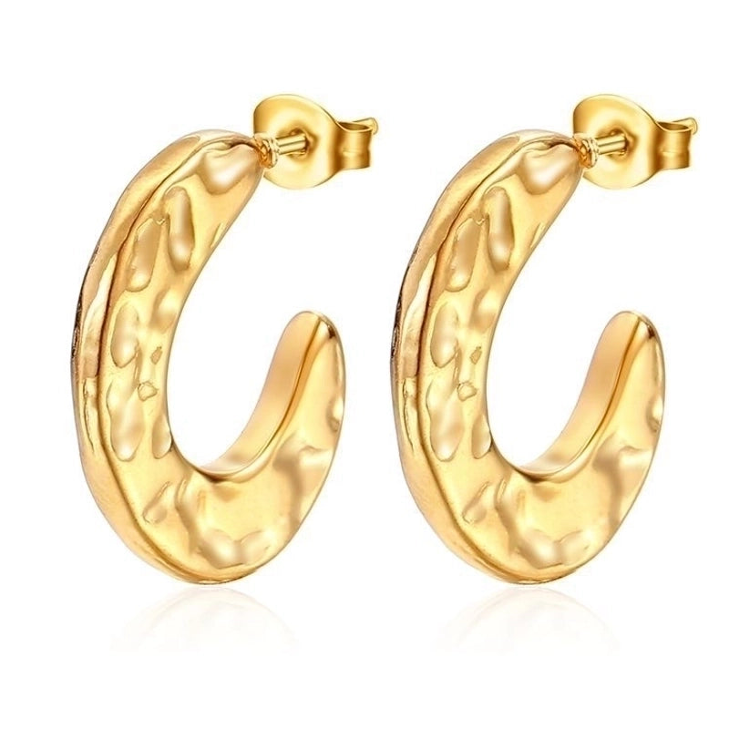 1 Pair Minimalist Classic Style Solid Color Plating 201 Stainless Steel 18K Gold Plated Earrings