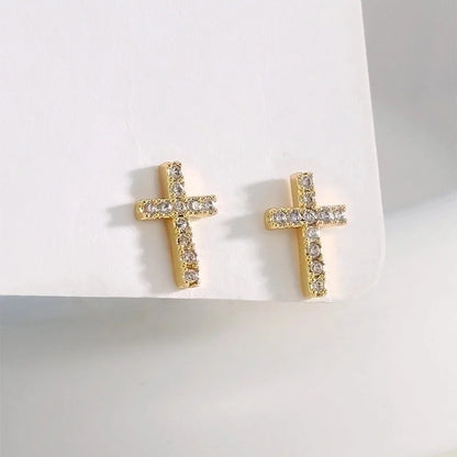 1 Pair Minimalist Flower Plating Inlay Copper Zircon 18k Gold Plated Ear Studs