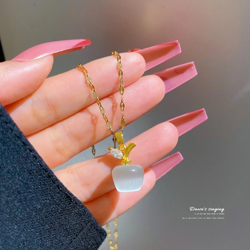 Fashion Geometric Titanium Steel Copper Plating Artificial Diamond Necklace