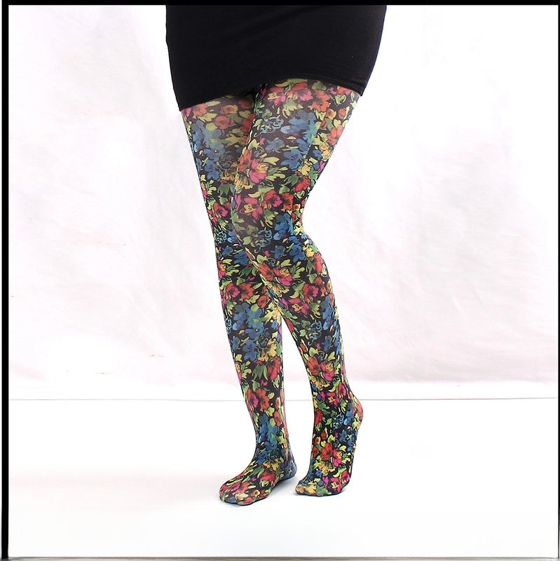 Thin Printed Pantyhose Spring And Autumn Versatile Butterfly Wild Abstract Retro Stockings Women's Socks Anti-snagging