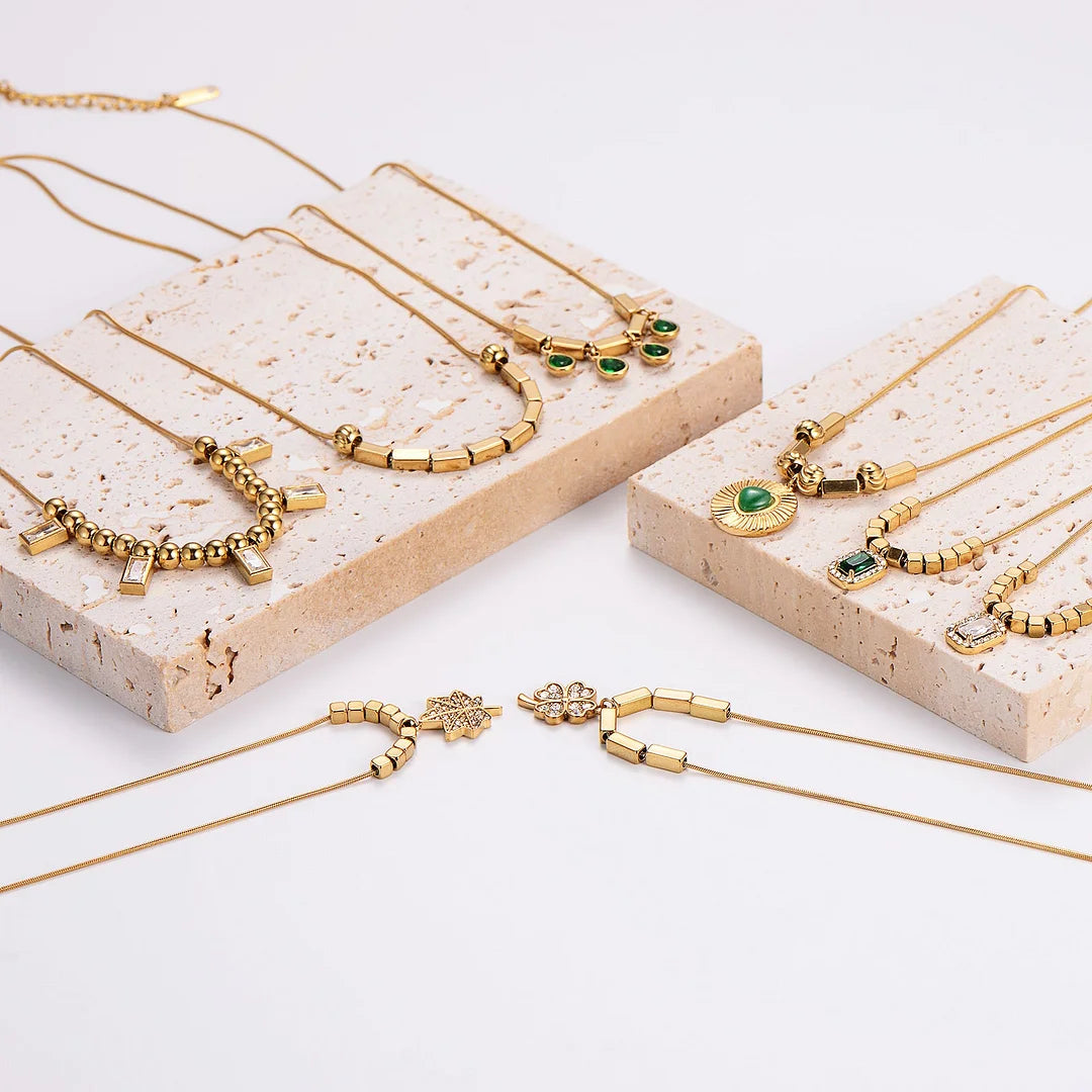 Retro Vintage Droplet Stainless Steel Electroplating Necklaces