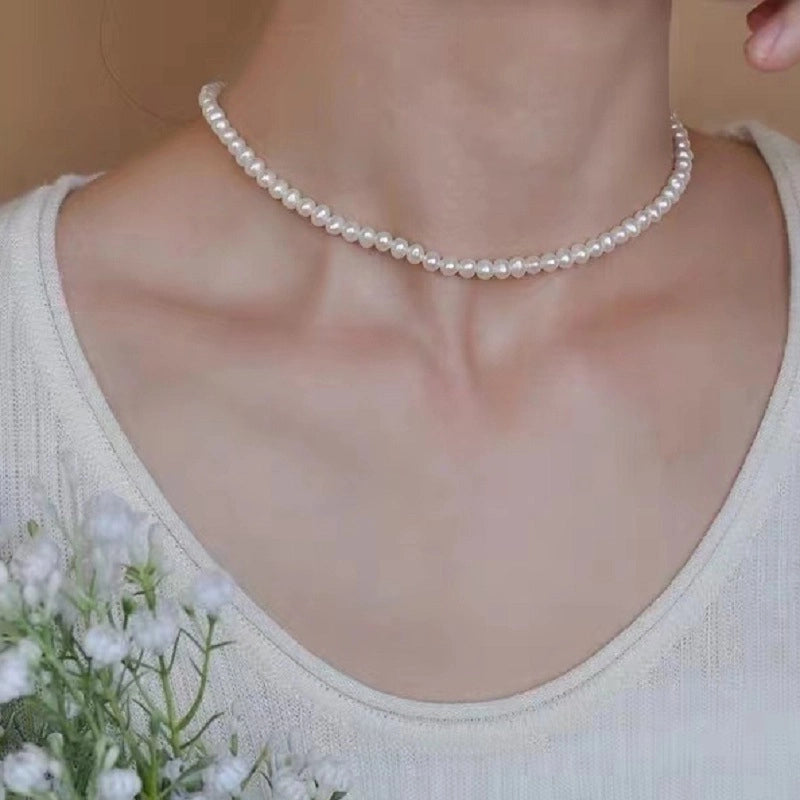 Alloy Freshwater Pearl Copper Fashion Solid Color Irregular Necklace