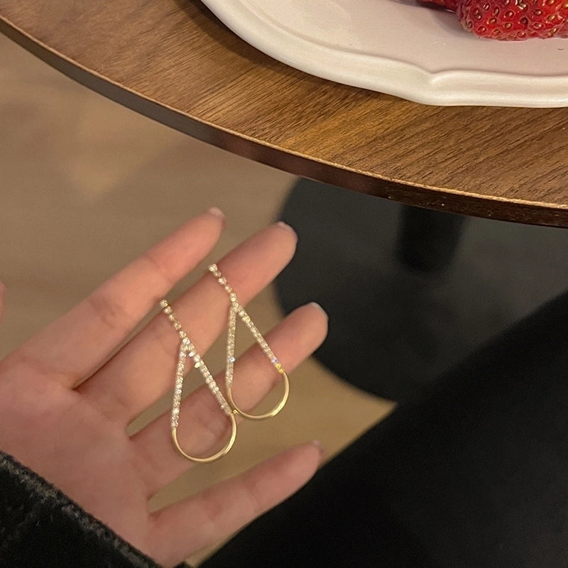 1 Pair Minimalist Round Inlay Alloy Pearl Zircon Drop Earrings