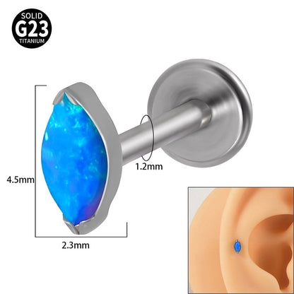2 Pieces Lip Rings Classic Style Colorful Water Droplets G23 Titanium Synthetic Opal Zircon Inlay Synthetic Opal Zircon