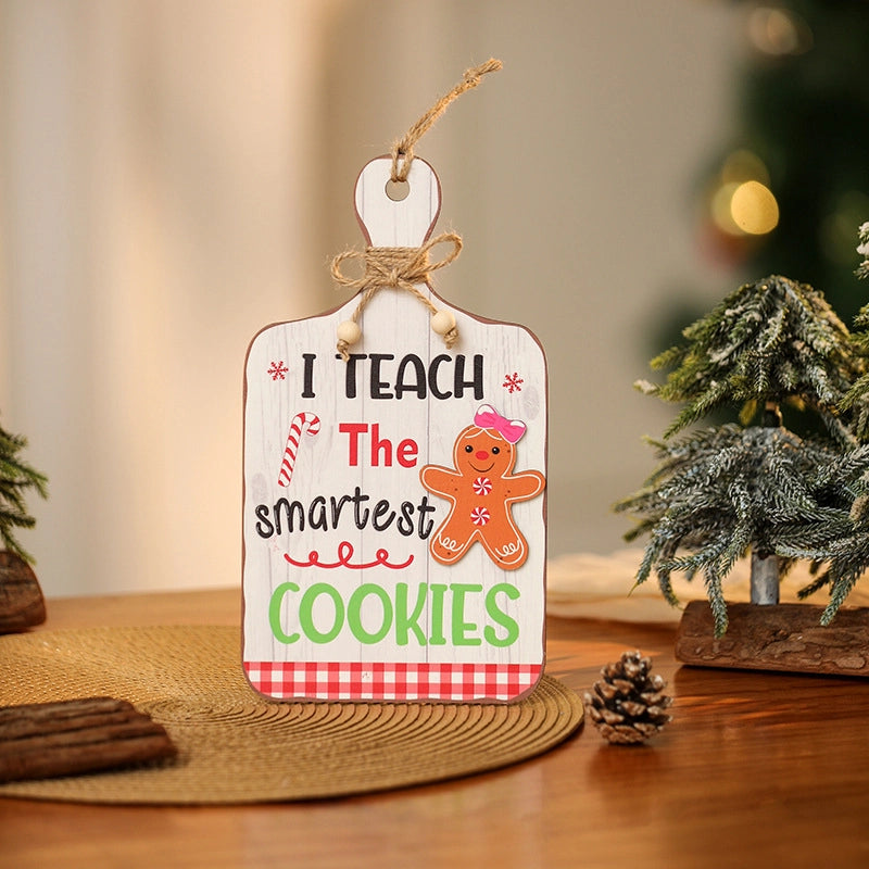 Christmas Cartoon Style Cute Pastoral Gingerbread Letter Wood Festival Hanging Ornaments Ornaments Decorative Props