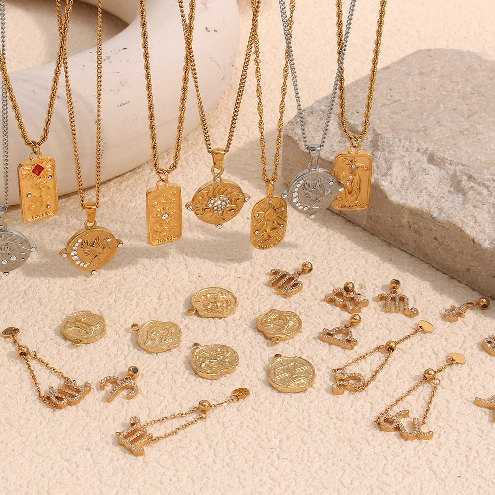 Fashion Zodiac Sagittarius Zodiac Sign Scorpius Libra Capricorn Virgo Stainless Steel Electroplating Rings