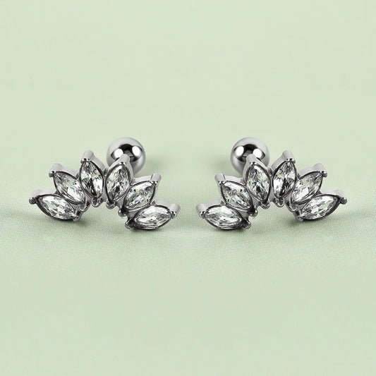 1 Pair Minimalist Classic Style Shiny Geometric Polishing Inlay 304 Stainless Steel Zircon Cartilage Earrings