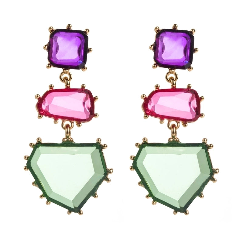 1 Pair Casual Vacation Classic Style Irregular Geometric Square Inlay Alloy Resin Gold Plated Drop Earrings