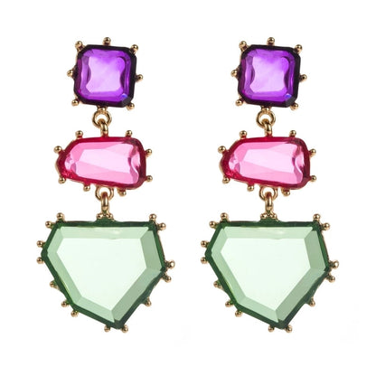 1 Pair Casual Vacation Classic Style Irregular Geometric Square Inlay Alloy Resin Gold Plated Drop Earrings
