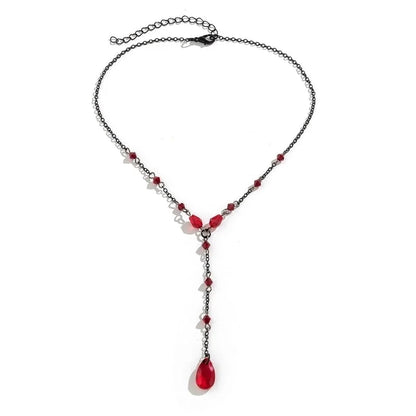 Imitation Crystal Metal Copper Tassel Plating Chain Water Droplets Necklace