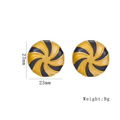 1 Pair Christmas Casual Minimalist Round Spiral Stripe Enamel Plating 304 Stainless Steel 18K Gold Plated Ear Studs
