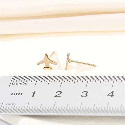 Airplane Stainless Steel No Inlaid Earrings Ear Studs