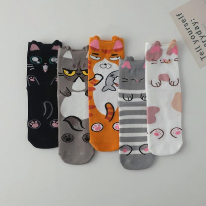 Women's Socks Fun Cat Socks Mid-length Socks Novelty Dog Animal Women's Socks Cotton Socks Cartoon Stockings Yama