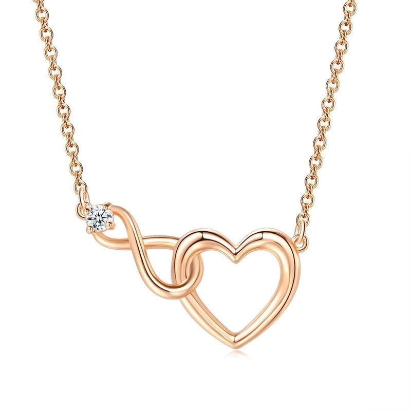 Sweet Minimalist Infinity Heart Shape Copper Inlay Zircon Bracelets Necklace
