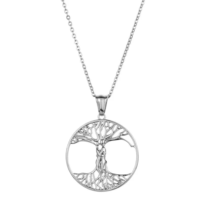 Casual Minimalist Life Tree 304 Stainless Steel Plating Pendant Necklace