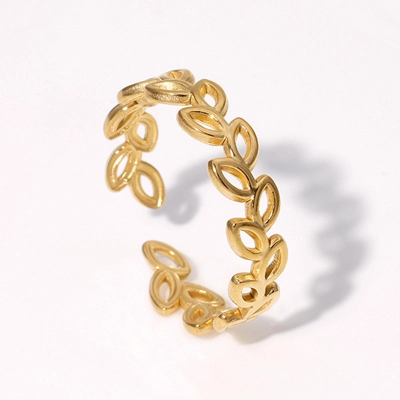 Casual Minimalist Geometric 304 Stainless Steel Hollow Out Inlay Open Rings