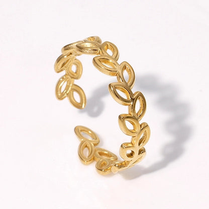 Casual Minimalist Geometric 304 Stainless Steel Hollow Out Inlay Open Rings