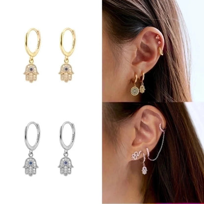 1 Pair Streetwear Devil\'s Eye Heart Shape Butterfly Plating Inlay Copper Zircon Drop Earrings