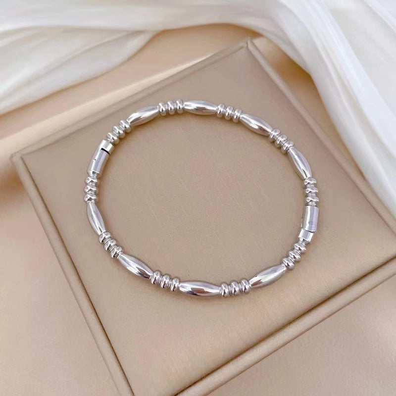 Minimalist Classic Style Geometric 304 Stainless Steel Silver Plated Bangle In Bulk