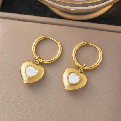 1 Pair Minimalist Star Heart Shape Plating Titanium Steel Drop Earrings Ear Studs