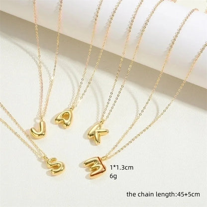 Copper 14K Gold Plated Minimalist Letter Pendant Necklace