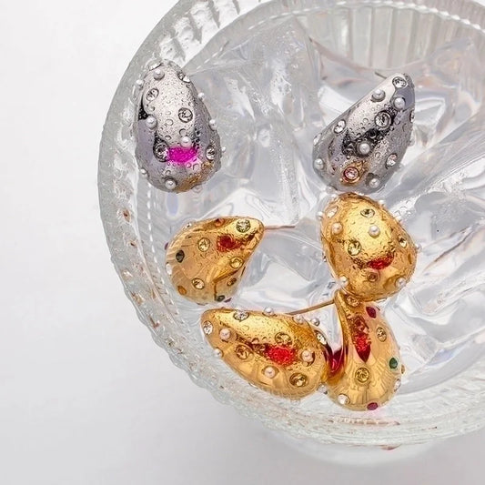 1 Pair IG Style Basic Streetwear Solid Color Plating Inlay 304 Stainless Steel Artificial Pearls Zircon 18K Gold Plated Stainless Steel Earrings