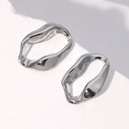 2 Pieces Minimalist Asymmetrical Irregular Stainless Steel Electroplating Stud Earrings