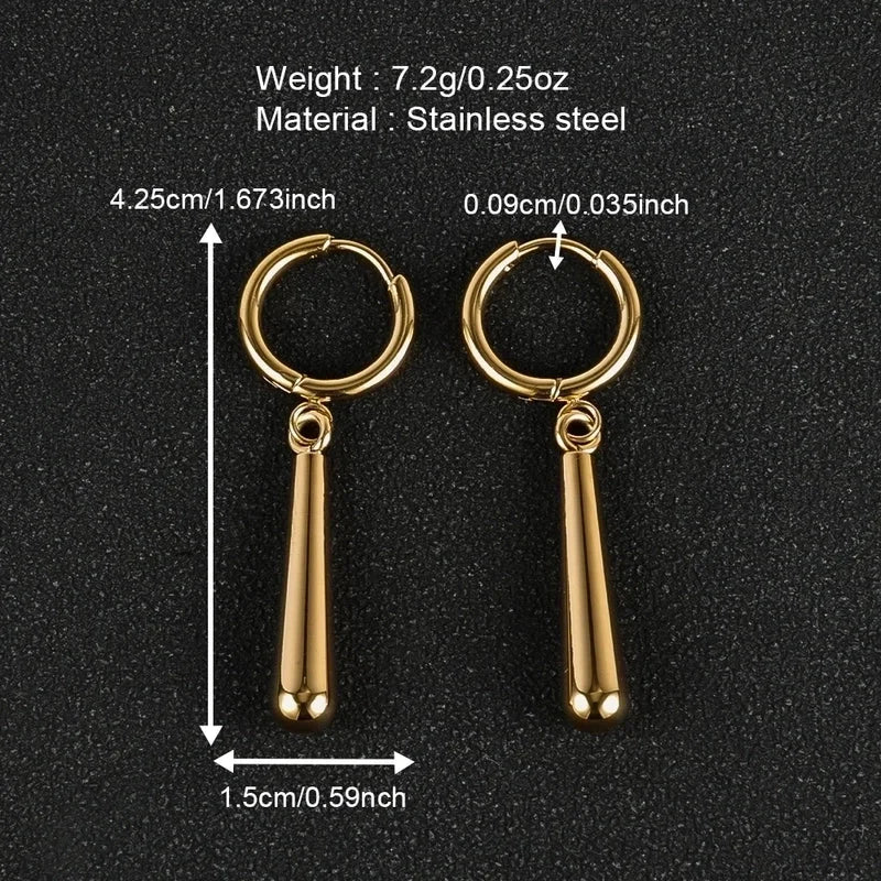 1 Pair Minimalist Classic Style Solid Color Polishing Plating 304 Stainless Steel 18K Gold Plated Drop Earrings