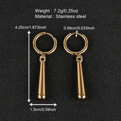 1 Pair Minimalist Classic Style Solid Color Polishing Plating 304 Stainless Steel 18K Gold Plated Drop Earrings