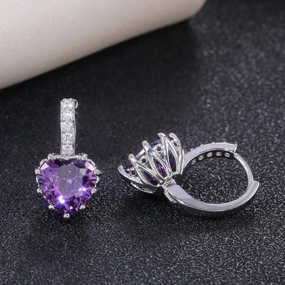 Fashion Multi-color Zircon Heart Copper Earrings